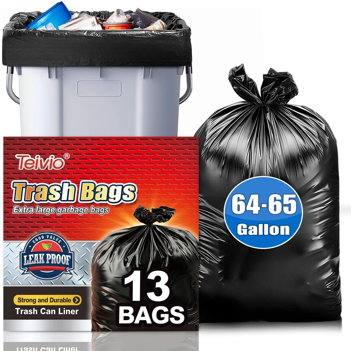 Baldwin 65 Gallon White Trash Bags 3 Pack 19 Micron — product photo