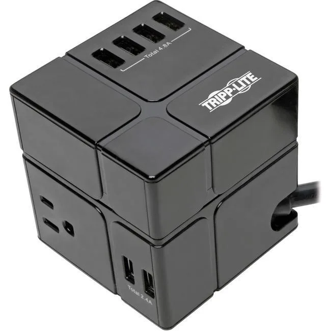 Tripp Lite Tripp Lite TLP368CUBEUAM surge protector 3-outlet 6 USB 540 joules 8 ft cord — product photo