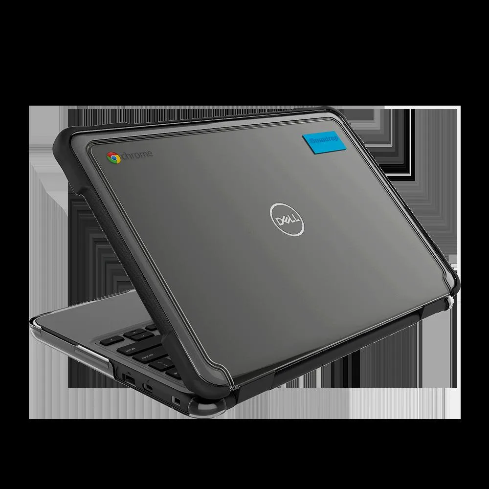 Black two-piece polycarbonate and TPU case for Dell Chromebook 3100 with frosted edges