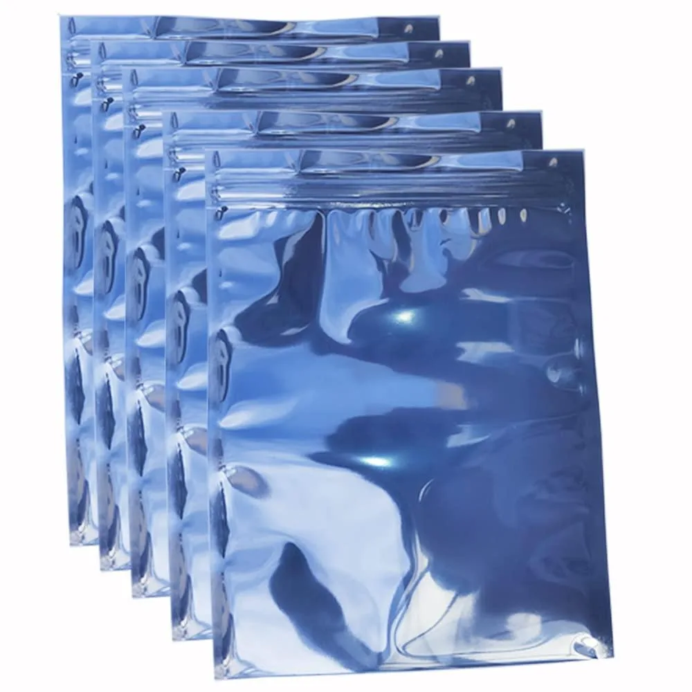 Pack of 50 silver-grey anti-static bags with resealable zipper, 5.9 by 7.8 inches