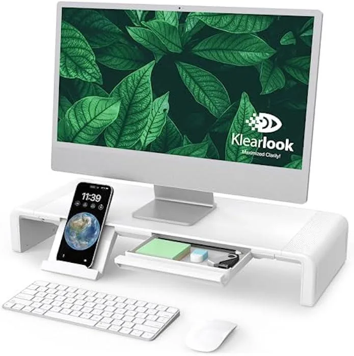 TAURKENAM TAURKENAM Monitor Stand Riser White 16.5 18.5 20.5 inch Adjustable Foldable — product photo