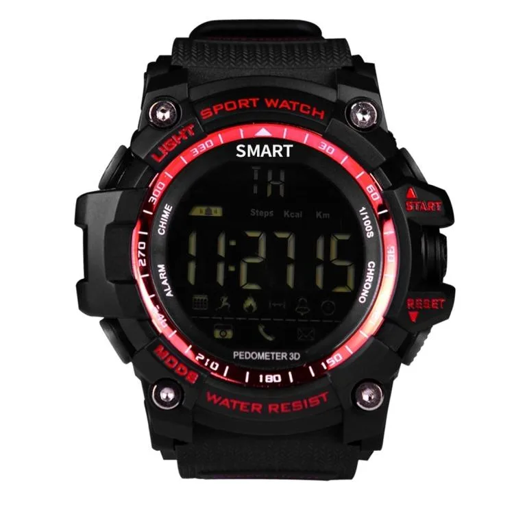 Red smart watch with 1.12 inch FSTN LCD screen and TPU band