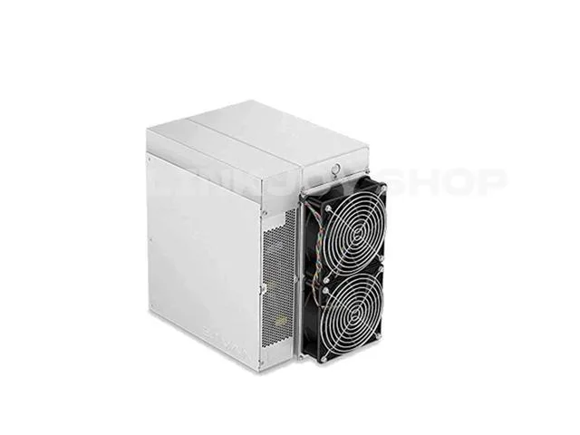 Rectangular metal mining unit with front grille and rear power connectors