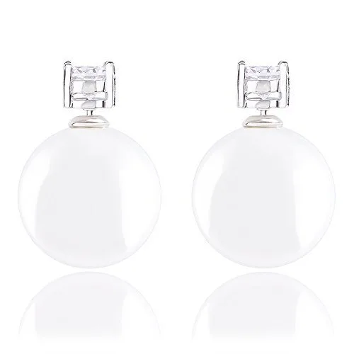 ORROUS &amp; CO ORROUS &amp; CO Reversible Pearl &amp; CZ Stud Earrings 15-15.5mm 1.45ct — product photo