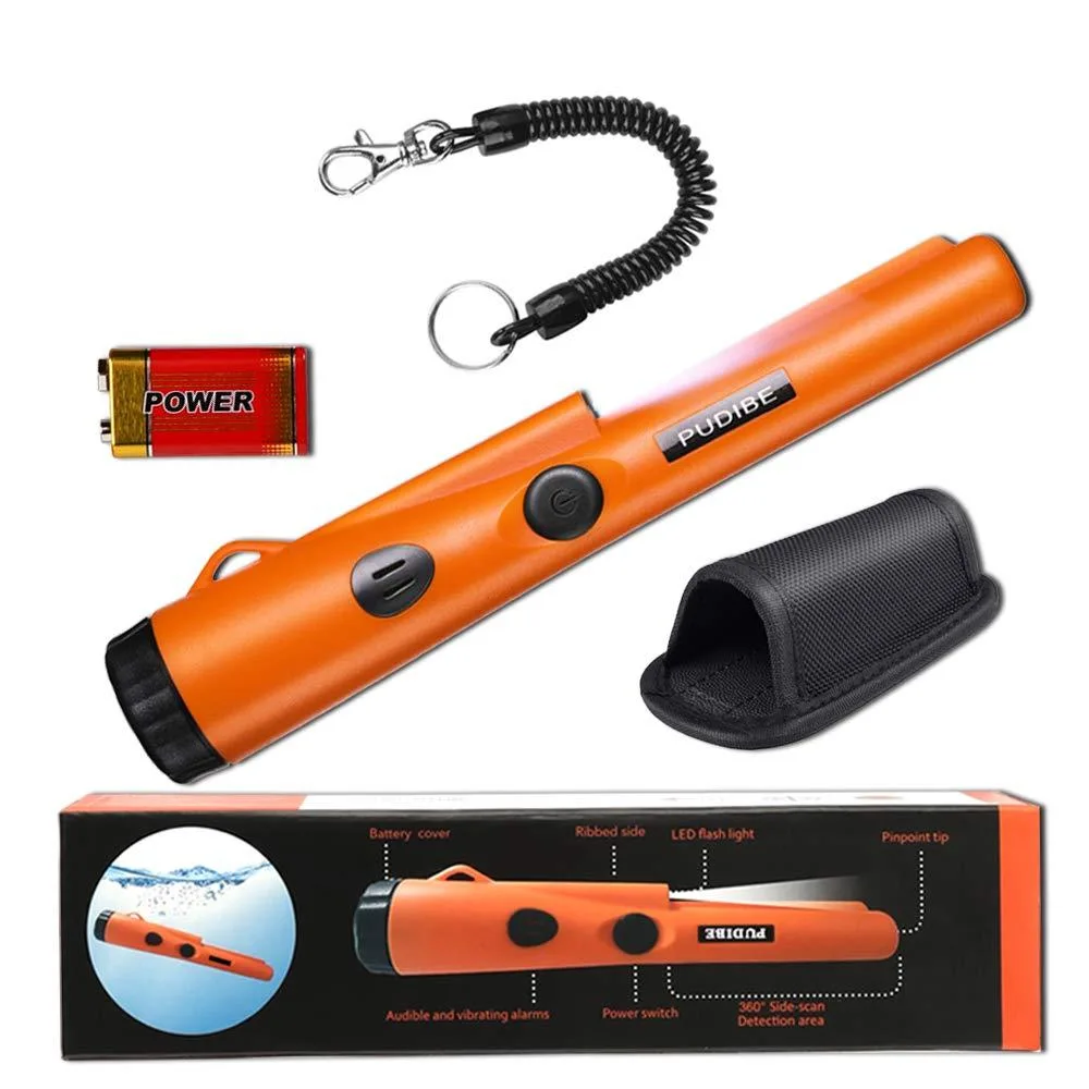  Pudibe Pinpointer Metal Detector Orange Waterproof IP66 10ft 48h 360° Three Mode — product photo