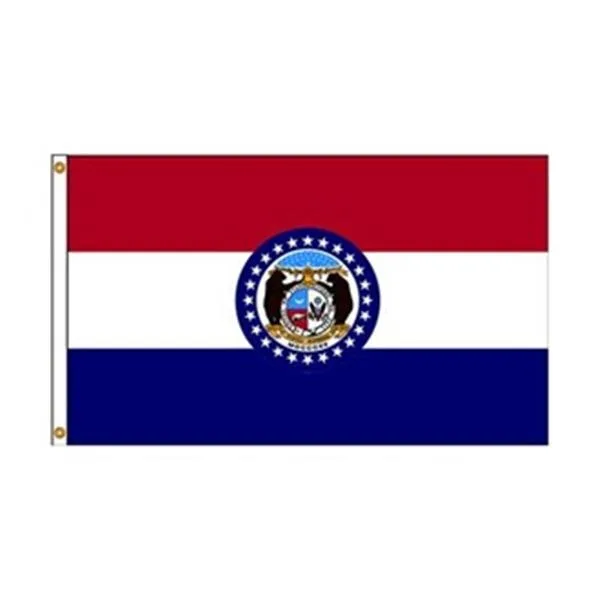 Missouri state flag, 5 by 8 feet, nylon with header and grommets