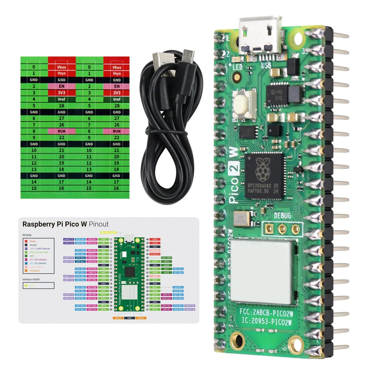 KEHIPI KEHIPI Raspberry Pi Pico 2 W Pre-Soldered Header Development Board — product photo