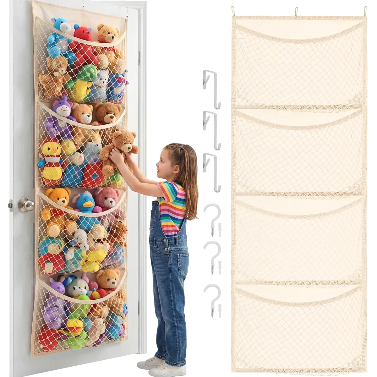 Ofiray-home Ofiray-home Widen Cotton Toy Storage Beige 4 Pockets — product photo