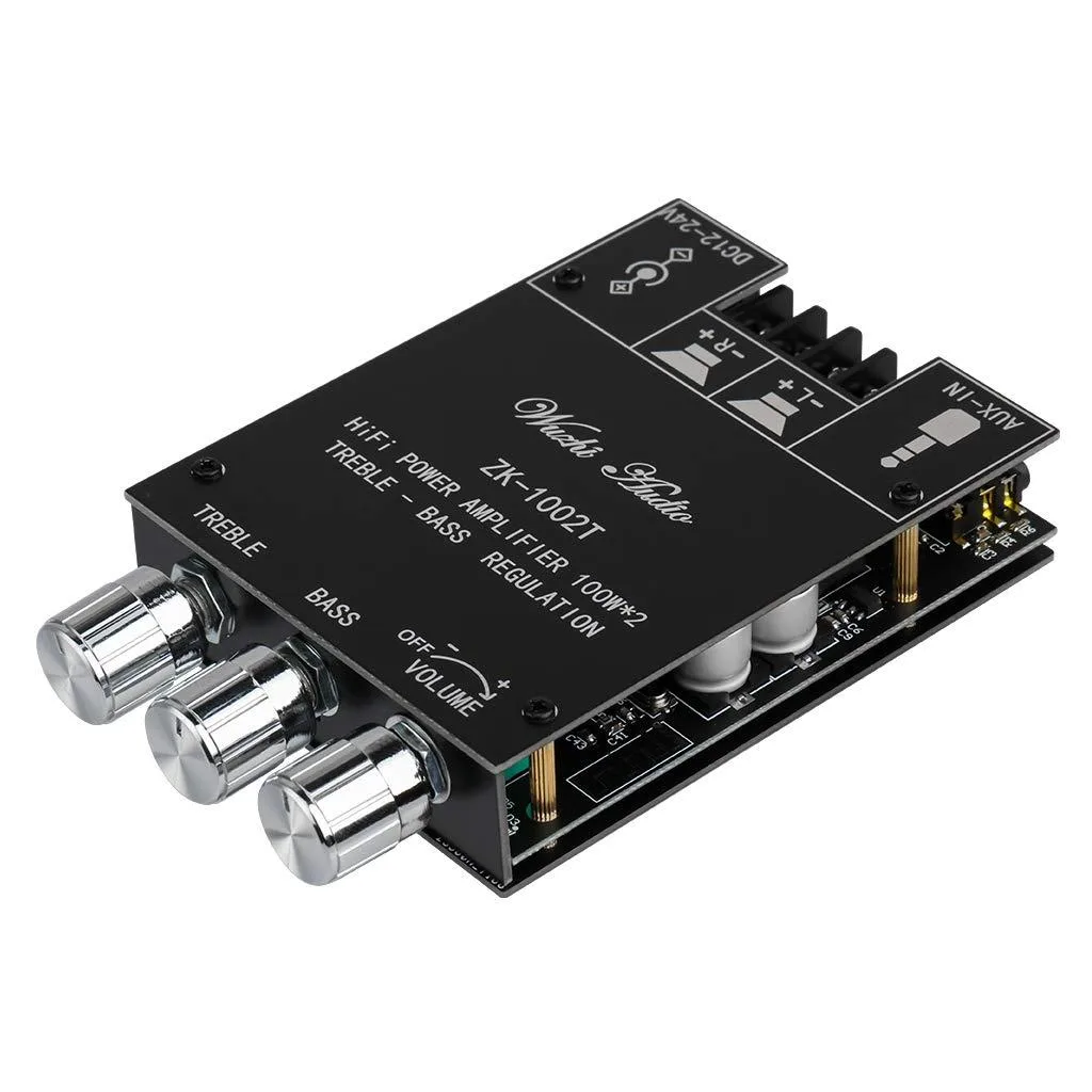  ZK-1002T Bluetooth 5.0 Amplifier Board 2.0CH 100W*2 audio component — product photo