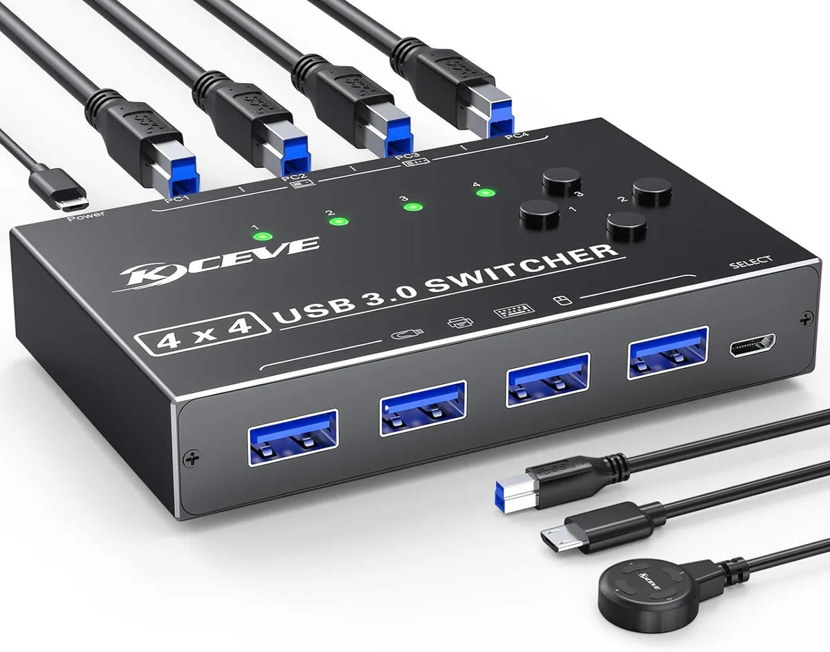 WRIARICH WRIARICH 4-Port USB 3.0 KVM Switch with Wired Remote — product photo