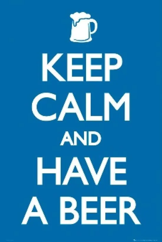 Rectangular poster, 24 by 36 inches, Keep Calm And Have A Beer text, matte paper finish