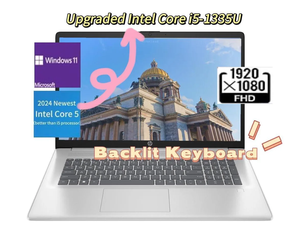 HP HP laptop Intel Core 5 120U 17.3" FHD 16GB DDR4 1TB NVMe Windows 11 Home Silver — product photo