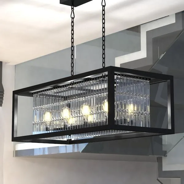 Vaxcel Catana eight light island pendant in bronze finish model 183