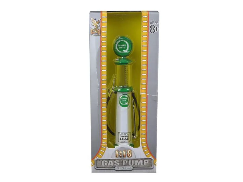 ROAD SIGNATURE ROAD SIGNATURE Quaker State Gasoline Vintage Gas Pump Cylinder 1/18 Diecast Replica hobby collectible — product photo