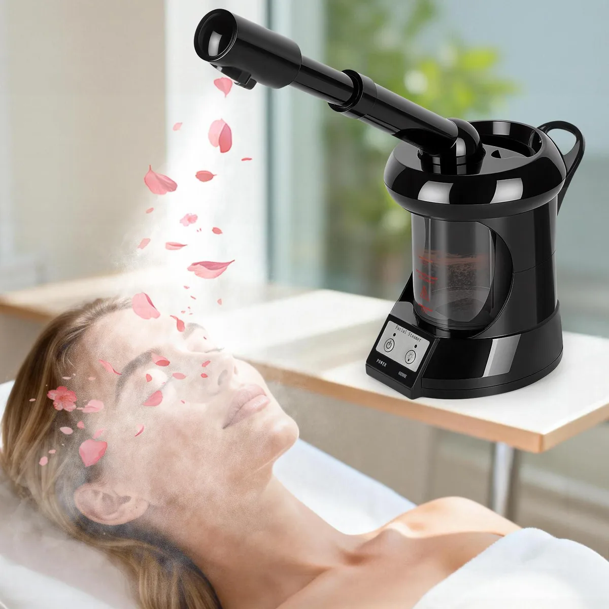  FWOD BIBTO Professional Facial Steamer Black 300ml 10-13in Arm 360° Nozzle — product photo