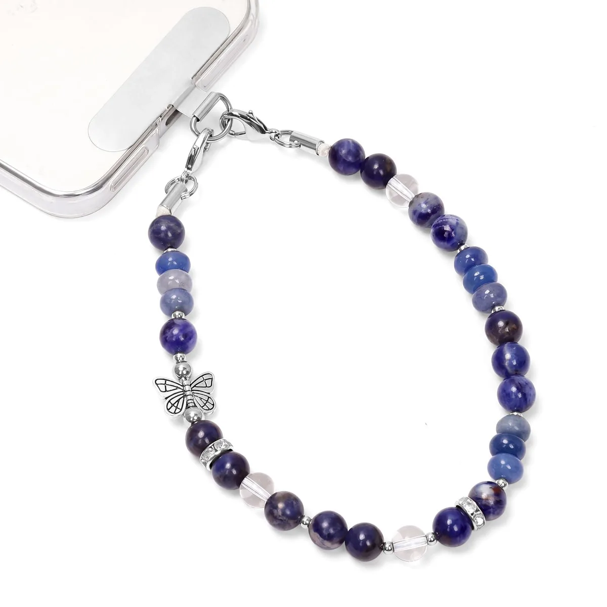 Kaluofan Beaded Phone Wrist Strap Blue Aventurine 6.29in 24.2g — product photo
