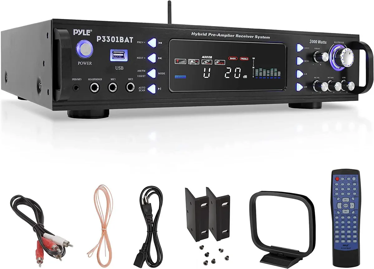 Pyle Pyle 3000 W Bluetooth Home Stereo Amplifier Pro Sound P3301BAT.5 — product photo