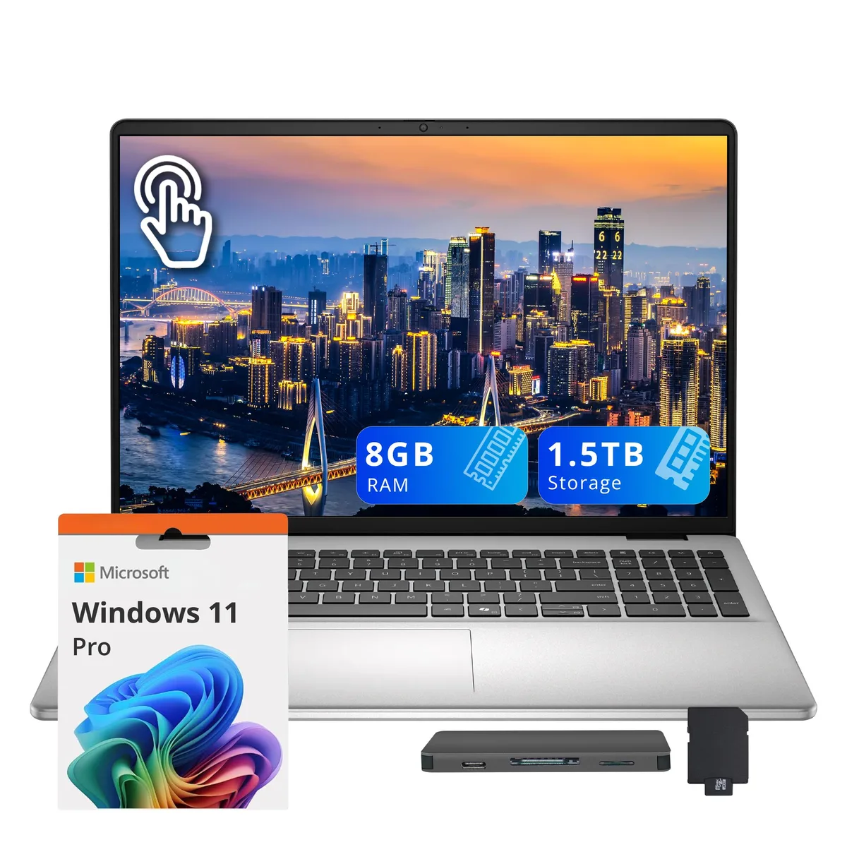 DELL Dell Inspiron 16 FHD+ Touch Core 5 120U 8GB 512GB+1TB Dock Silver Windows 11 Pro — product photo