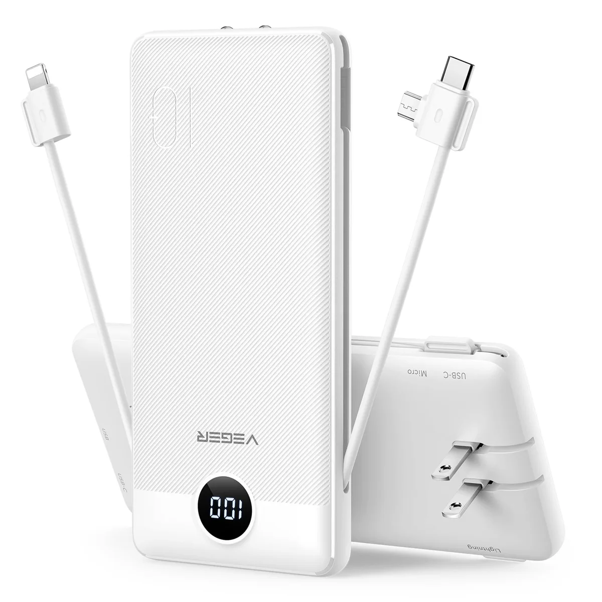 VEGER V1115 10000mAh Power Bank White — product photo
