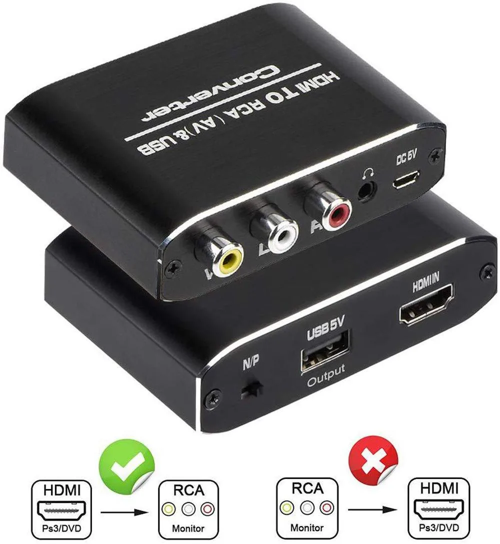 ESTONE ESTONE HDMI to RCA Audio Video Converter 1080P 3.5mm Aux 60Hz 150g — product photo
