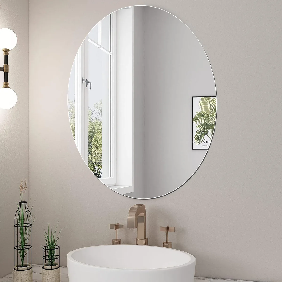 JUNEBRUSHS 8302 Acrylic Oval Bath Mirror 17x14 Inch — product photo