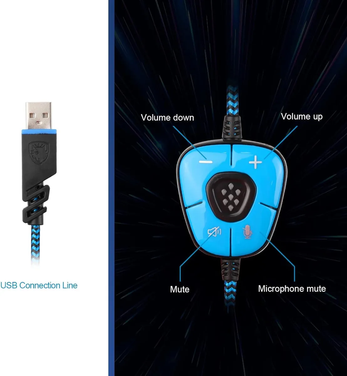 lelisten lelisten SA902 7.1 USB Gaming Headphone Black Blue — product photo