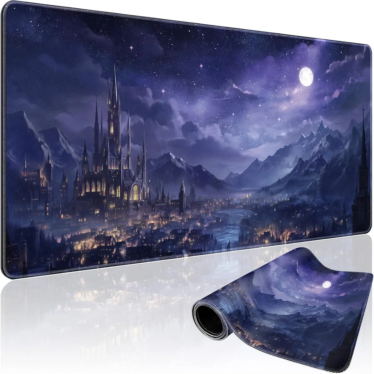 BAOFENG BAOFENG Fantasy Castle Night Scene Mouse Pad 31.5x15.7 — product photo