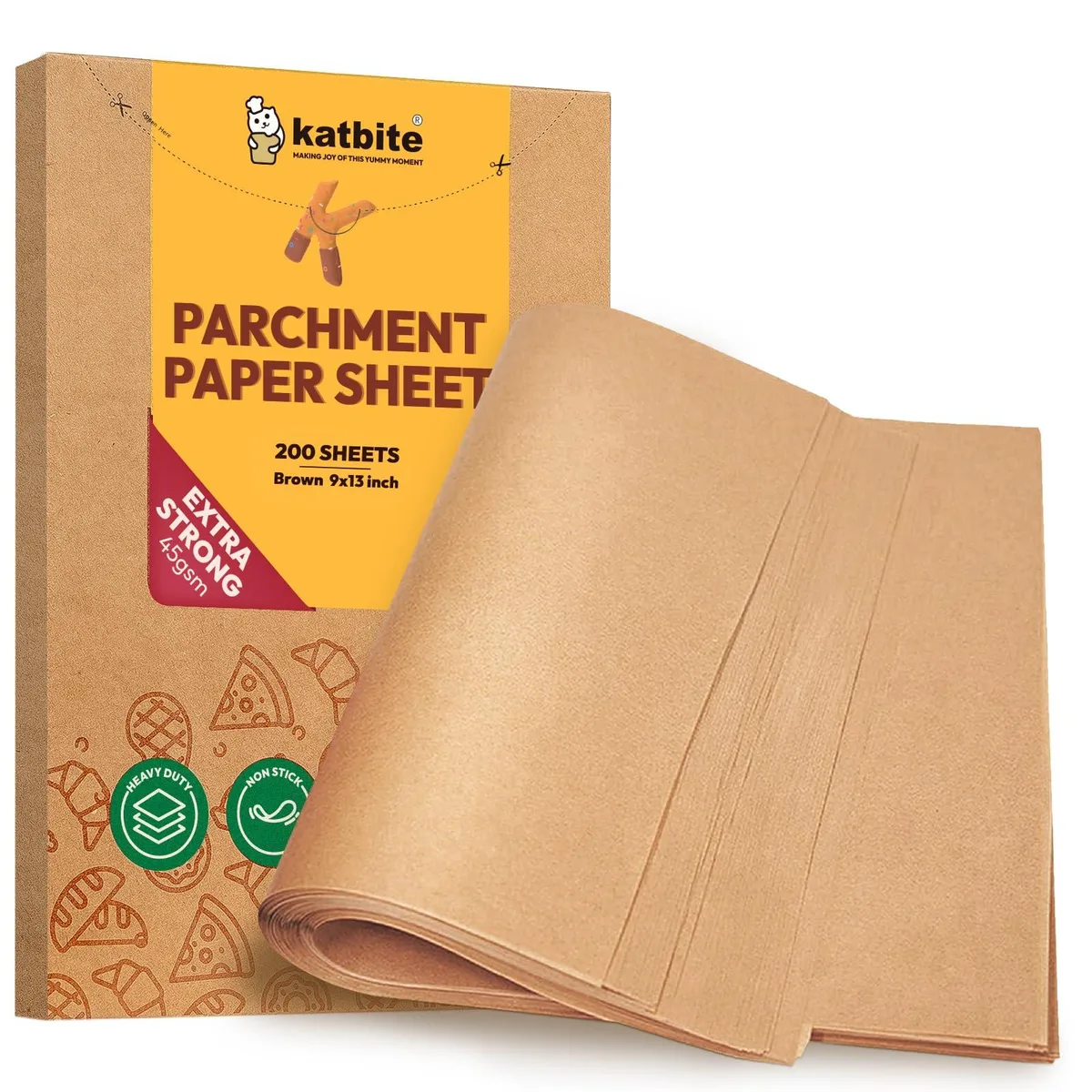 Stack of 200 unbleached parchment sheets, 9x13 inch, natural brown finish