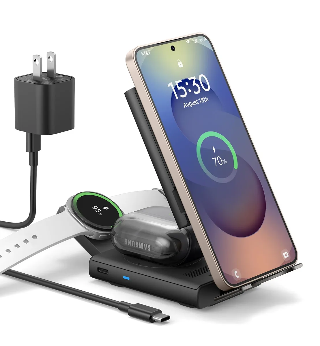  SURITCH 3-in-1 Wireless Charging Station Black 12V 2.5A — product photo