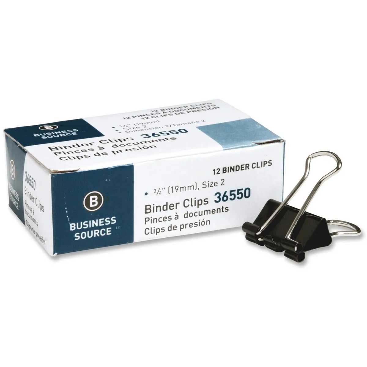 Business Source Business Source 36550BX Binder Clip .8" 144/Box Black — product photo