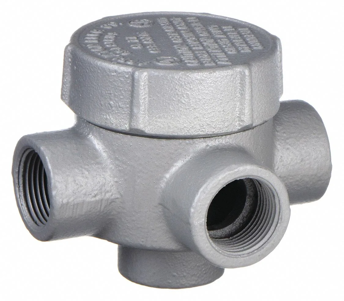 Gray iron conduit outlet body, TA style, threaded hubs