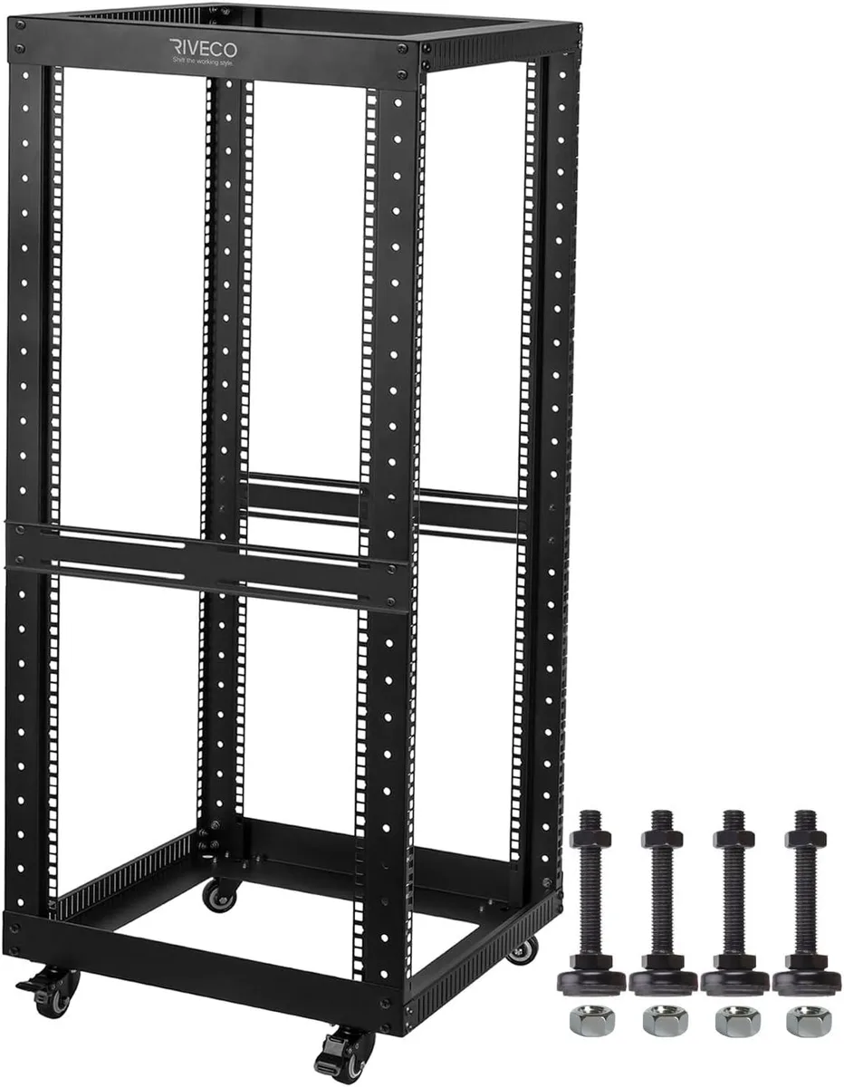 PISKEKAT PISKEKAT 25U Open Frame Server Rack with Wheels 600kg Black — product photo
