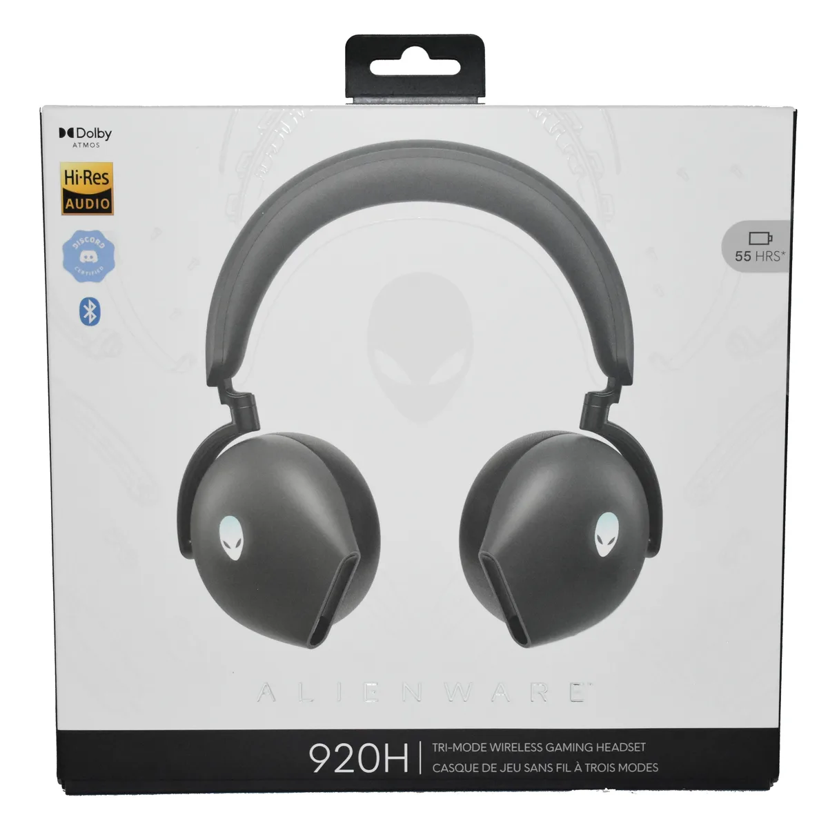 Black Alienware AW920H wireless gaming headset with detachable boom microphone