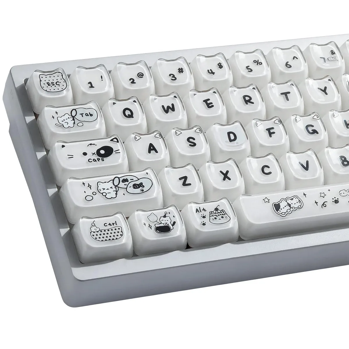 ALSEYE ALSEYE Crystal Jelly Cat Keycaps 122 Keys PBT MAO Profile 2 in 1 accessory — product photo