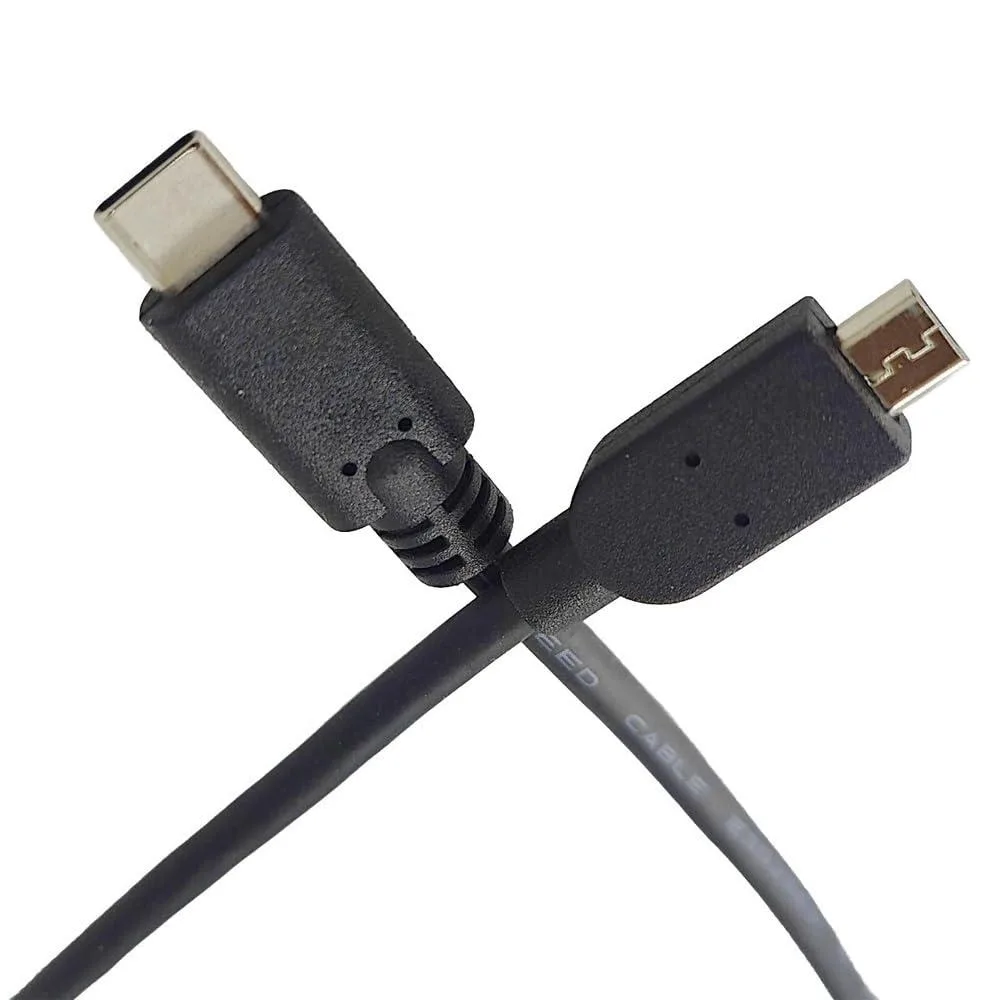Black USB-C to Micro-USB cable, 2 metres long, male-to-male connectors