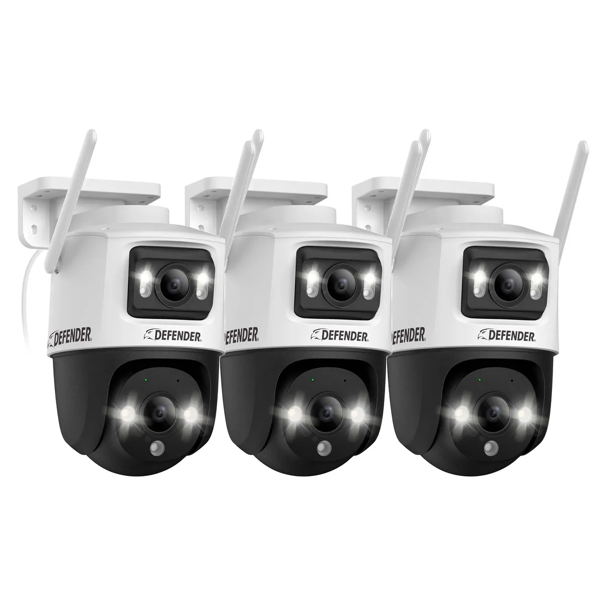 Defender Defender Guard Pro 3K PLUS Dual Lens PTZ Wi-Fi 6 3 Pack Surveillance Security System — product photo