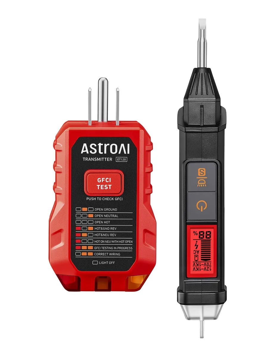  AstroAI ETK2 Electrical Test Kit with VTS1000H Voltage Tester 121000V 701000V &amp; GFCI Outlet Tester — product photo