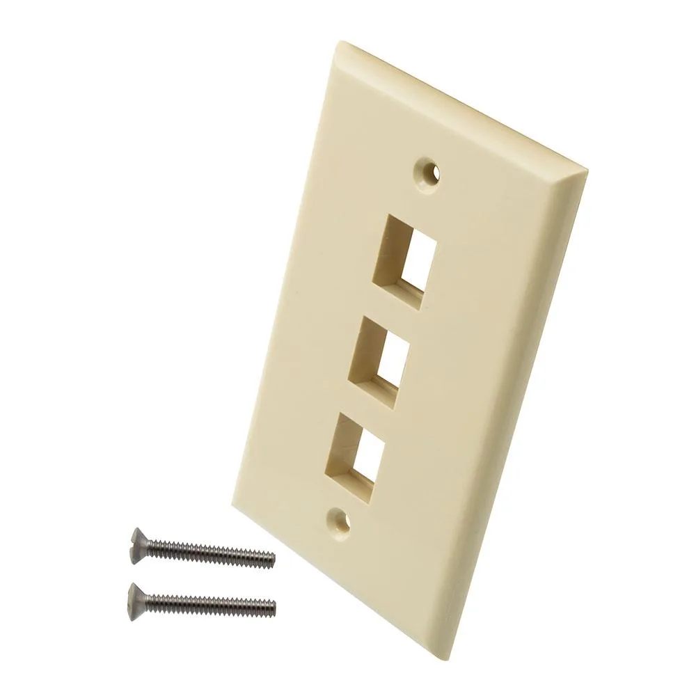NavePoint NavePoint Snap-In Keystone Wall Plate ABS 3-Port Ivory 10-Pack — product photo