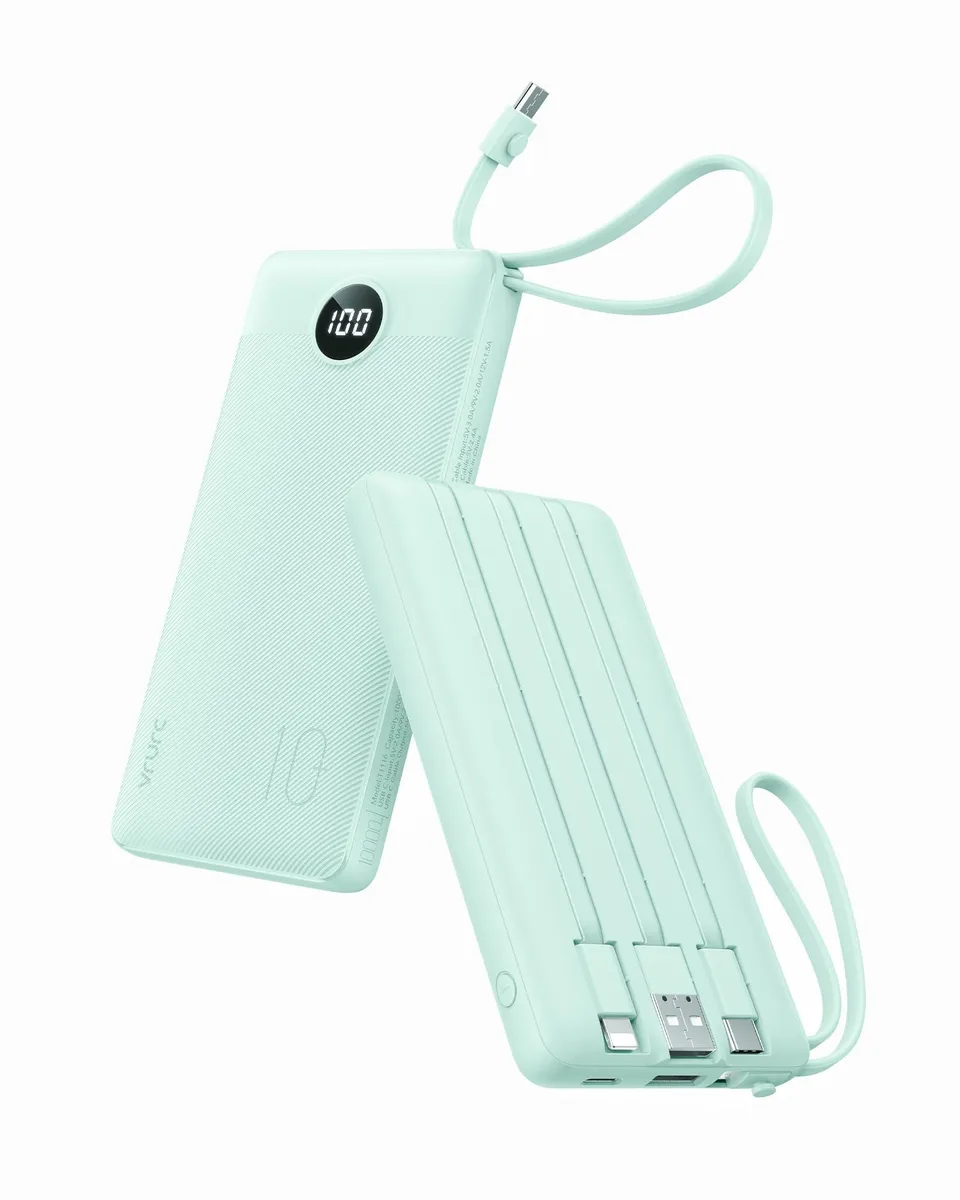  VRURC T1116 10000mAh power bank green — product photo