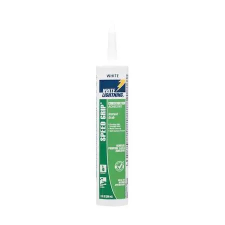 White 9 oz cartridge construction adhesive in cylindrical tube
