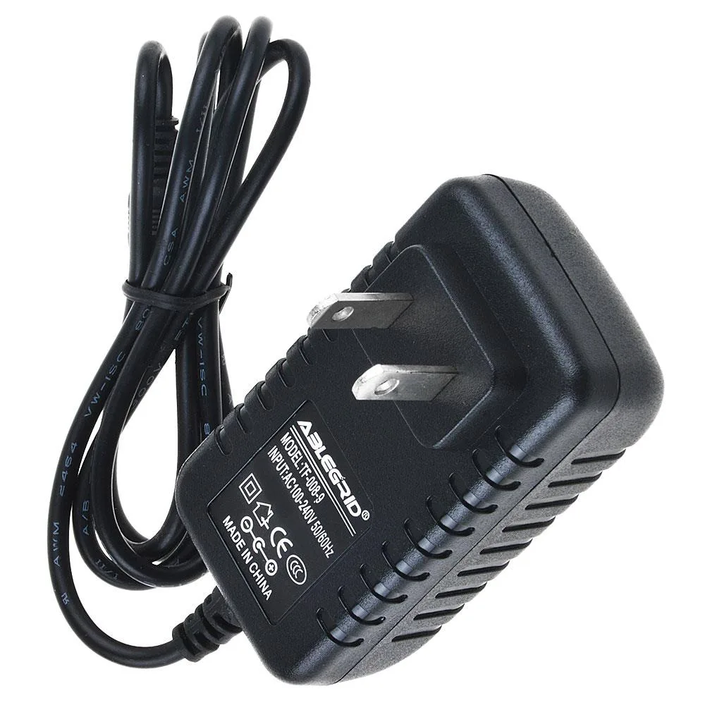 Black rectangular AC DC adapter with barrel tip and integrated power cord