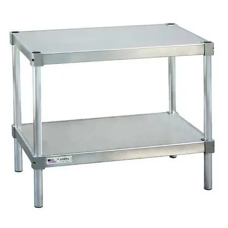 Silver aluminium fixed work table 30 in wide 15 in deep 24 in high