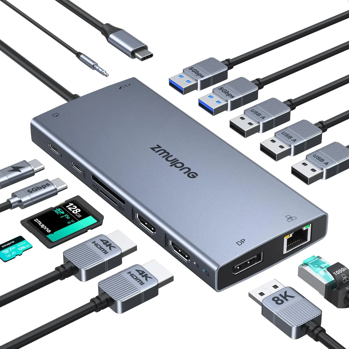  5550/ 15-in-1 docking station 2×HDMI 4K DP 8K 100W PD — product photo
