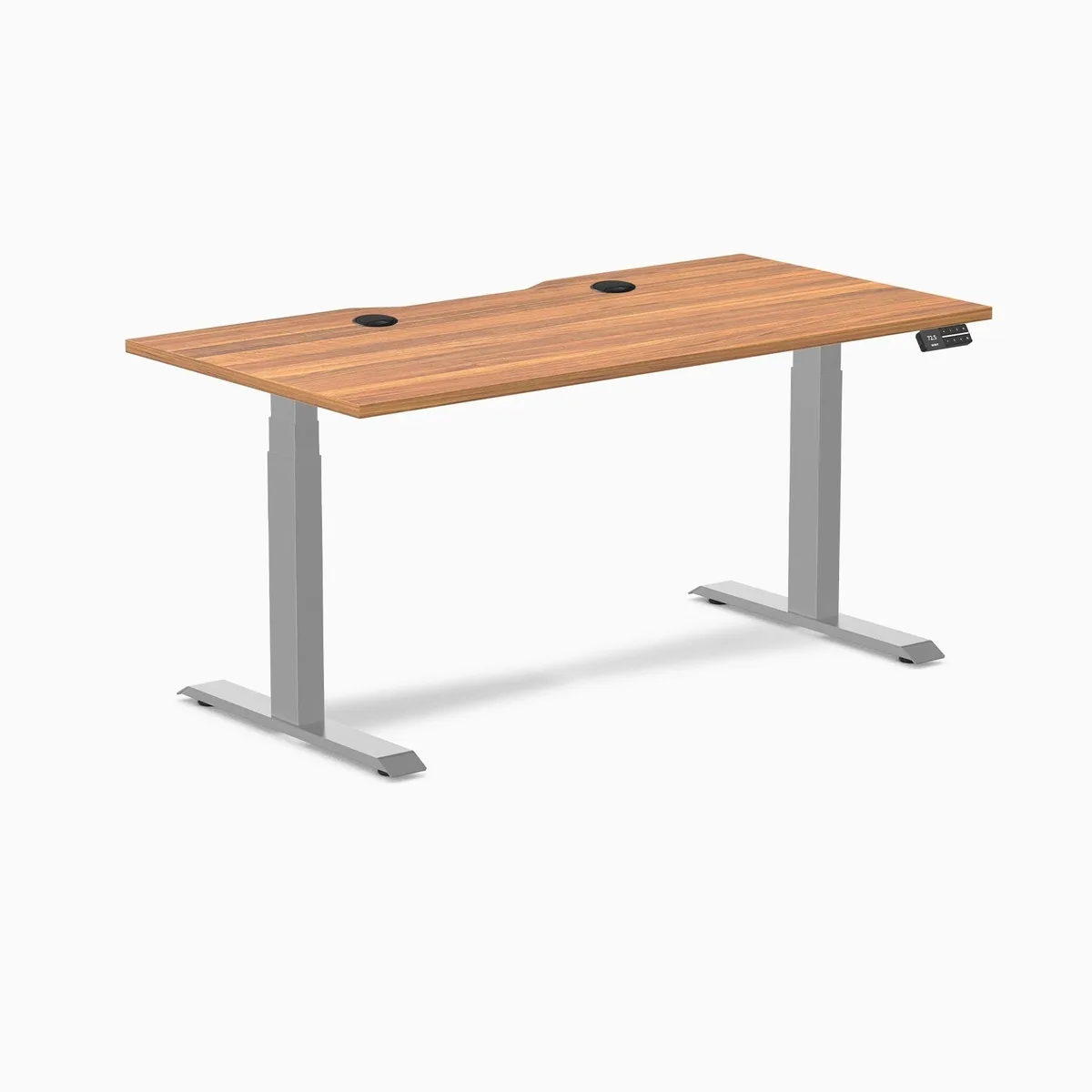 Desky Desky Dual Scalloped Laminate Sit Stand Desk Prime Oak Grey 59.1 x 29.5 in — product photo