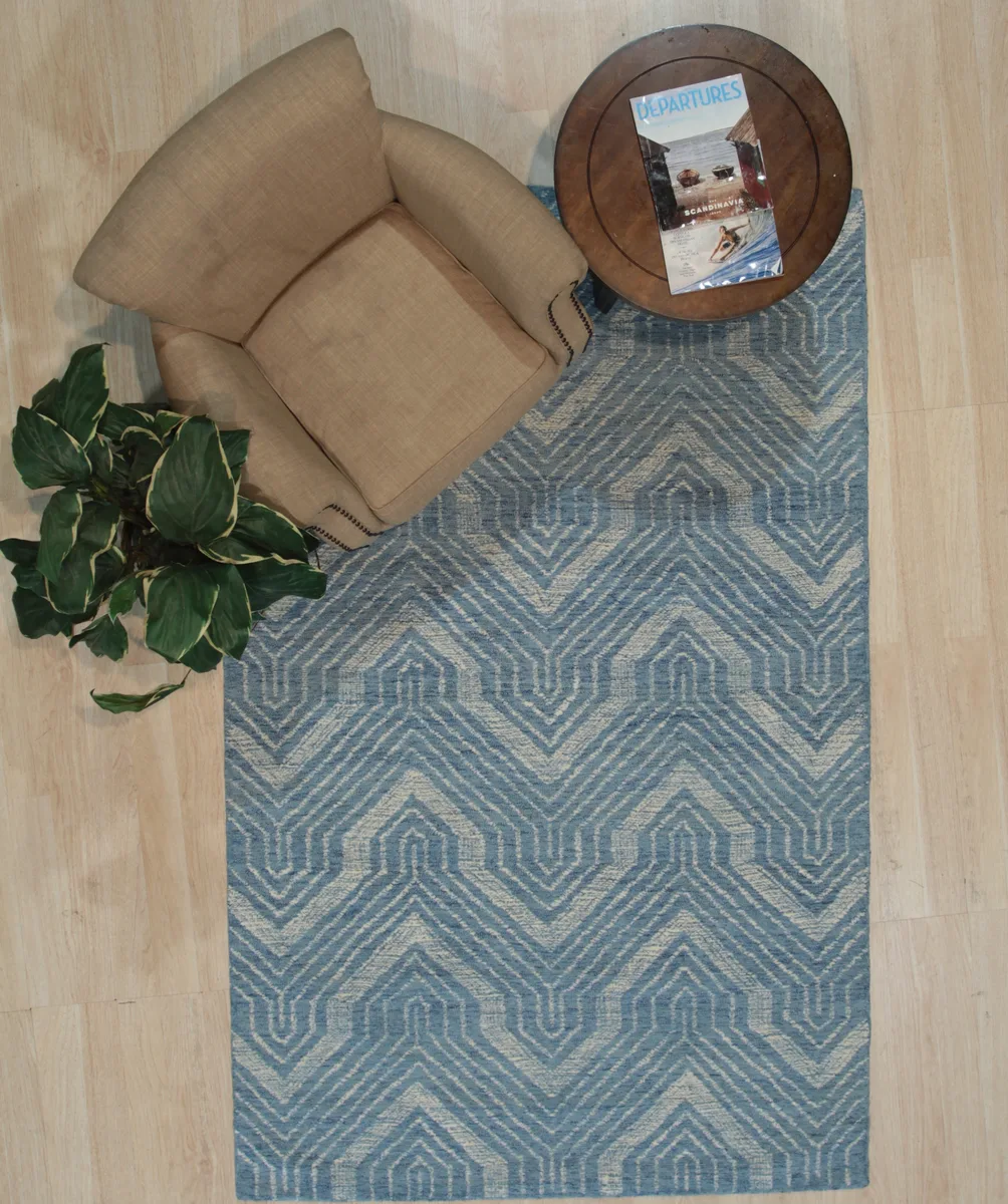 EORC EORC Hand-Tufted Wool Blue Contemporary Transitional Spring Rug 8' x 10 — product photo