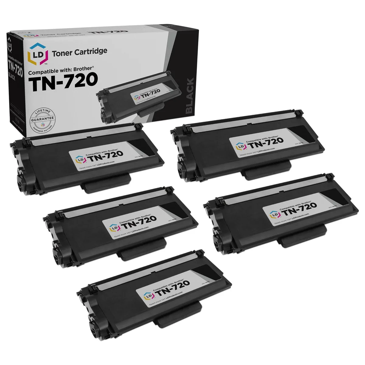 Brother Brother TN720 compatible toner cartridge black 5-pack 3000 pages — product photo