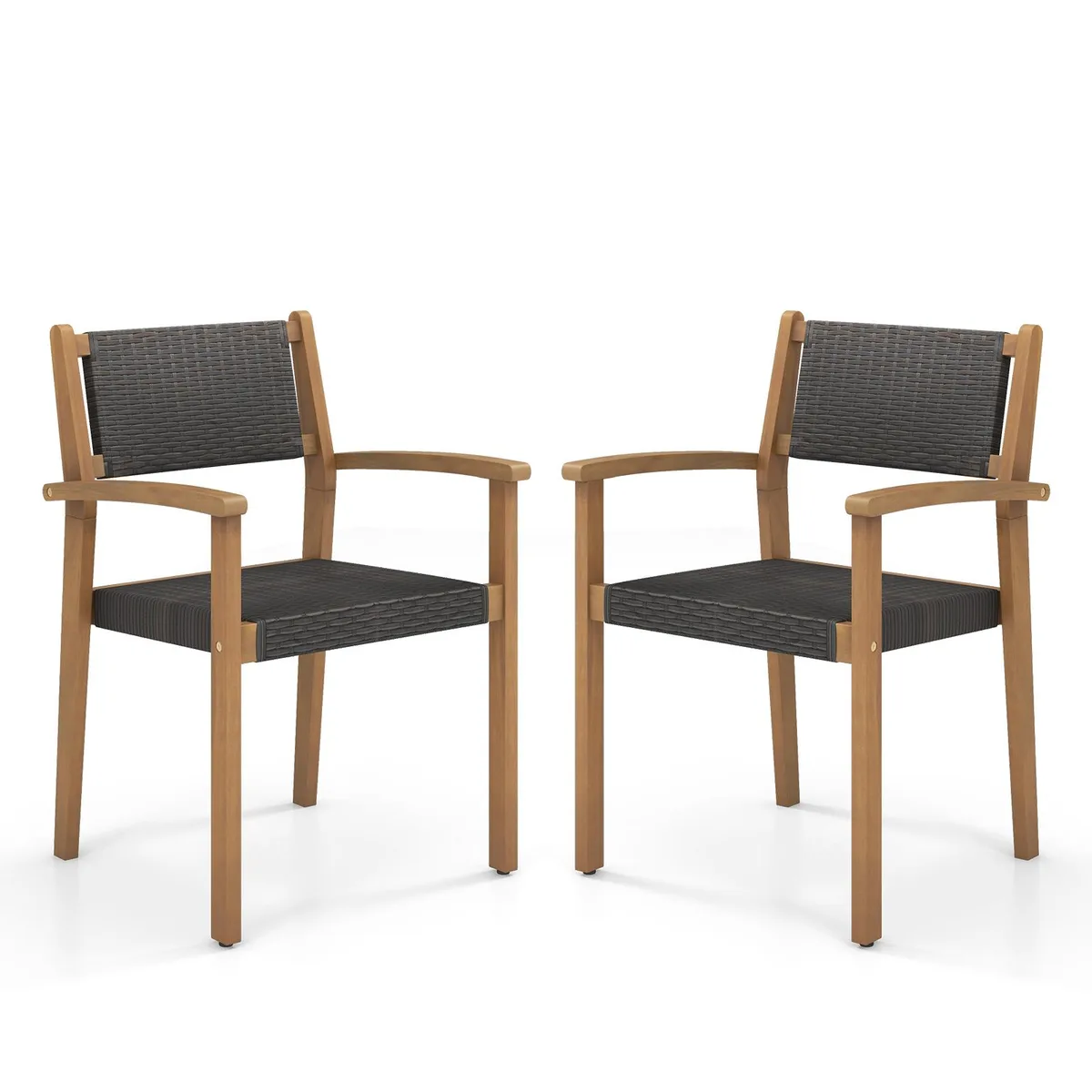 SlickBlue SlickBlue Set of 2 Stackable Outdoor Wicker Dining Chair Brown — product photo