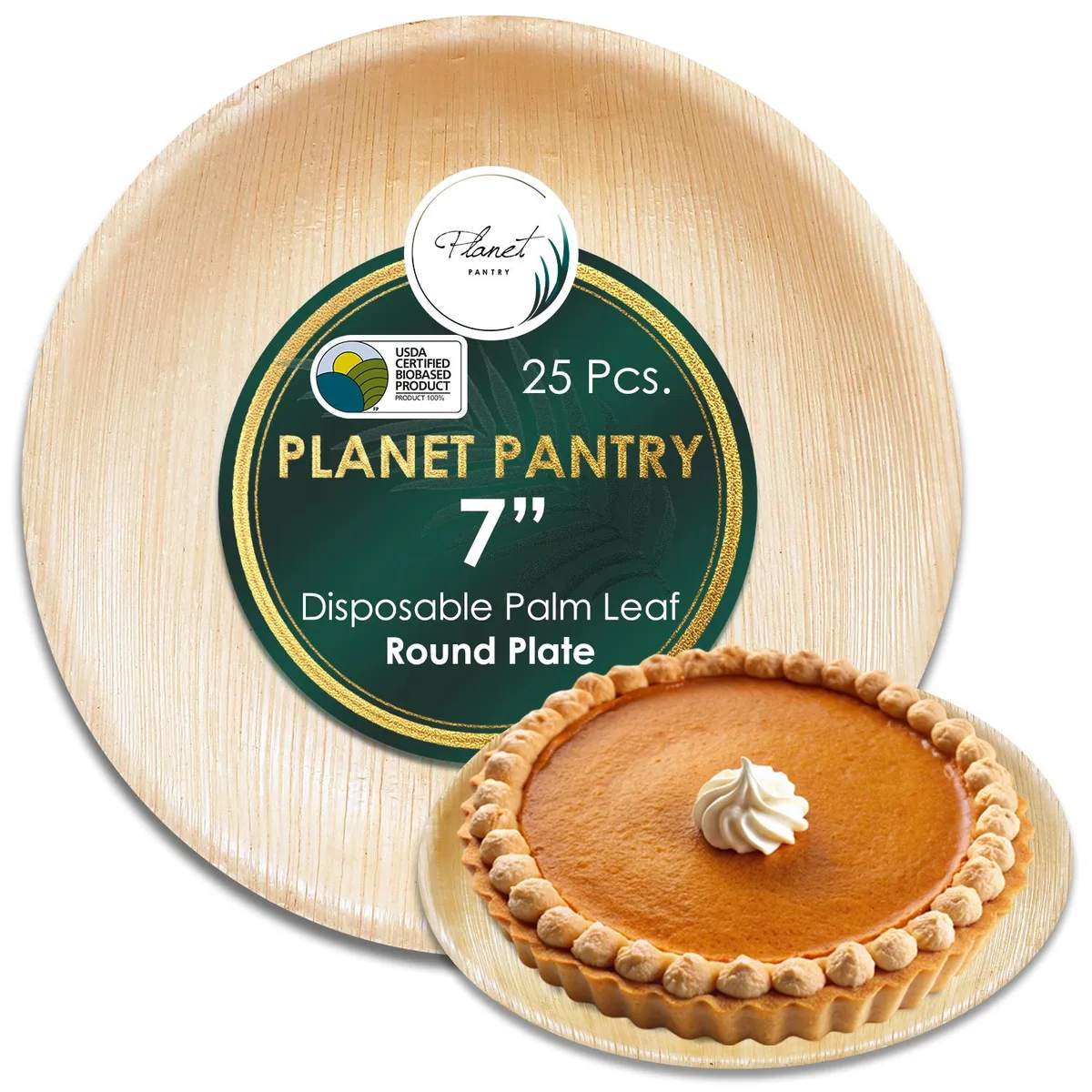 Planet Pantry Planet Pantry Disposable Palm Leaf 7" Round Plate 25 pcs Party Supply — product photo