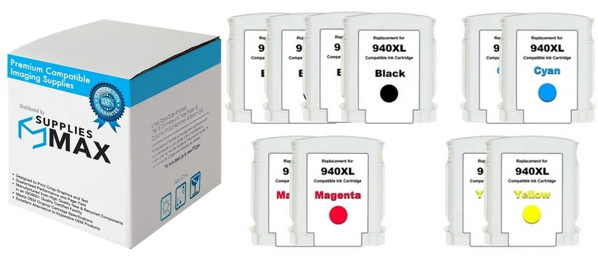 SuppliesMax SuppliesMax HP 940XL High Yield Inkjet Combo Pack 4BK/2C/M/Y 2200pp — product photo
