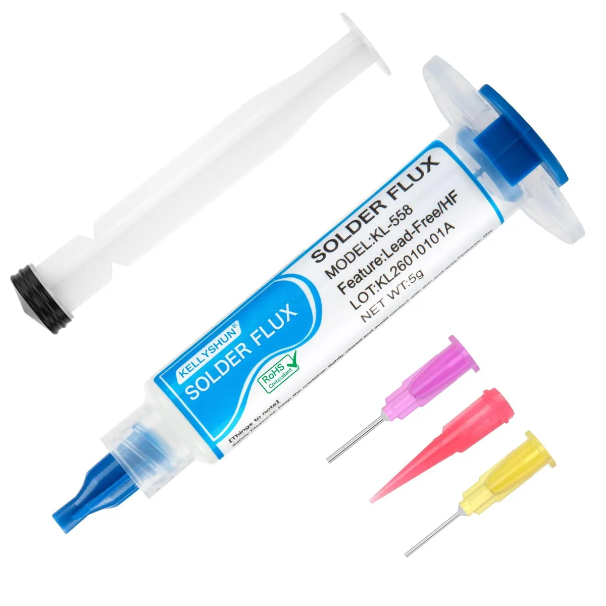 Small white tube of rosin flux paste labelled KL-558